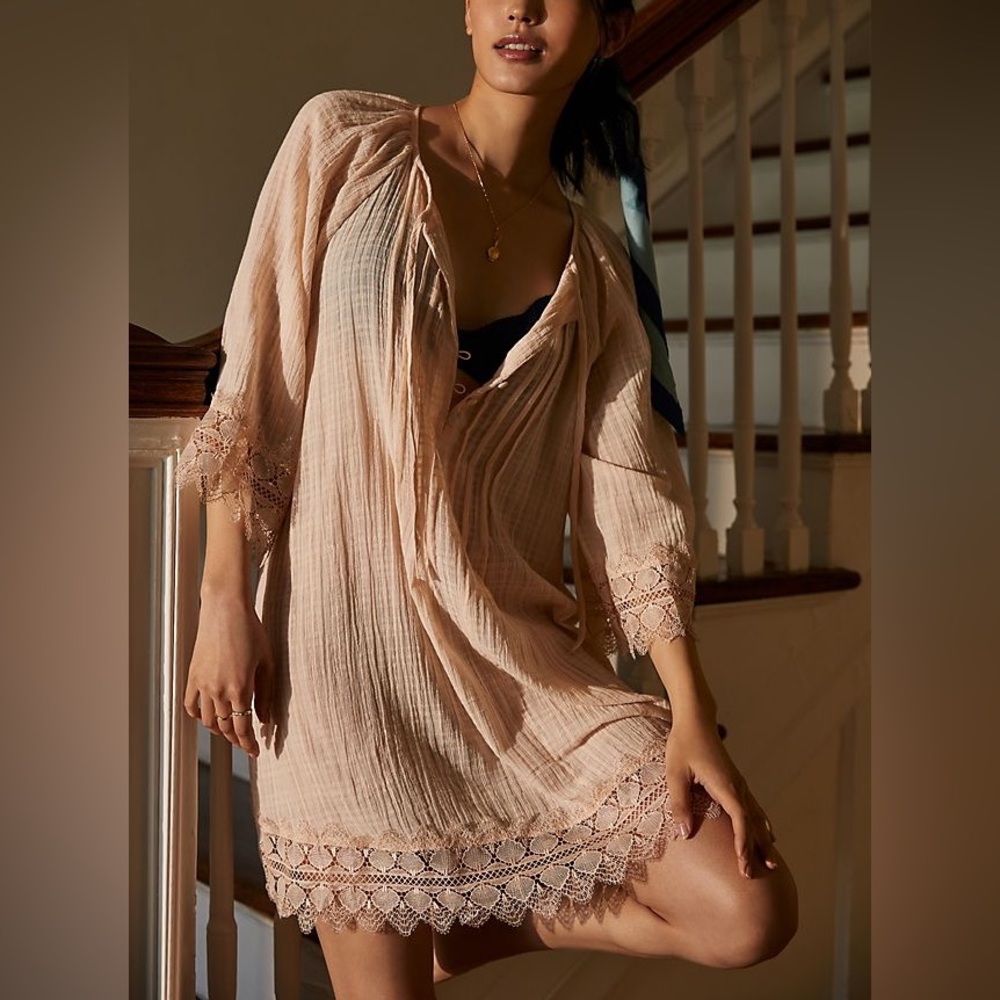 Anthropologie Lace Tunic Lounge Dress Sz PM